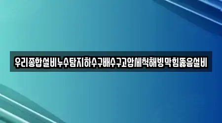 우리종합설비누수탐지하수구배수구고압세척해빙막힘뚫음설비