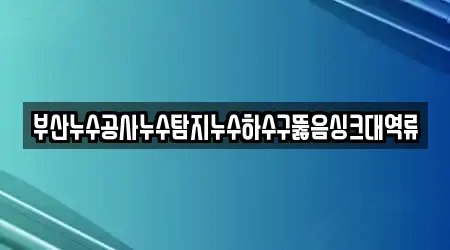 부산누수공사누수탐지누수하수구뚫음싱크대역류
